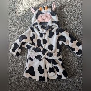 Cow Print Baby Hooded Bathrobe 0-9 mos & Blanket- Gift, Soft, Baby Shower